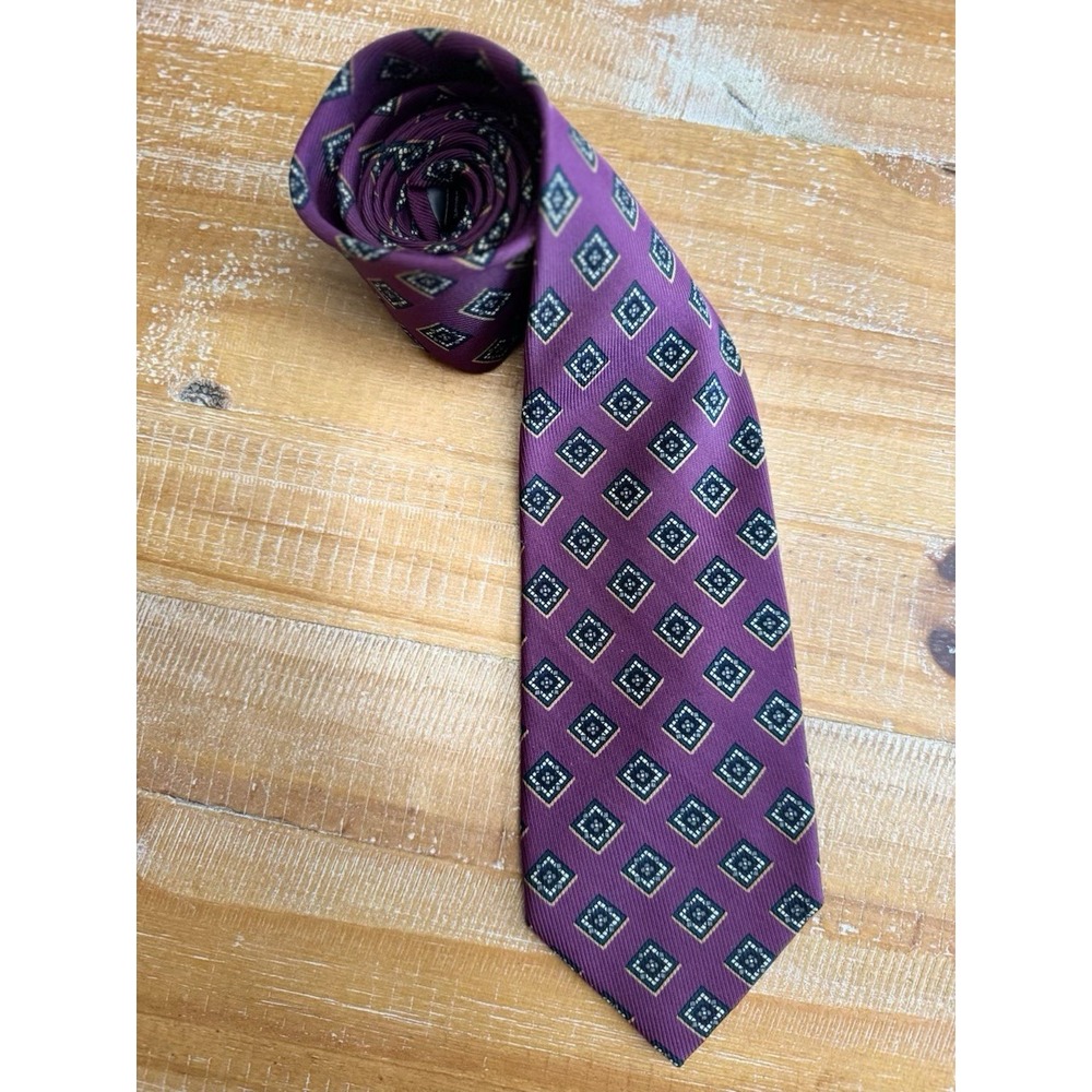 Robert Talbott Best of Class Hand Sewn Silk Made in USA Purple Squares